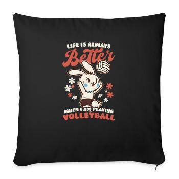 Volley-ball Pâques Mieux jouer au volley-ball - Housse de coussin décorative 45 x 45 cm - noir - Devant