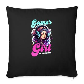 Im A Video Gamer Gamer Girl In The Zone - Sofa pillowcase 17,3'' x 17,3'' (45 x 45 cm) - black - Front
