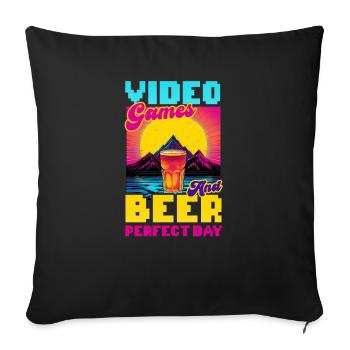 Im A Video Gamer Video Games And Beer Perfect Day - Sofa pillowcase 17,3'' x 17,3'' (45 x 45 cm) - black - Front