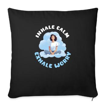 Infirmière d’anesthésie Inspirez calmement Expirez Inquiétude - Housse de coussin décorative 45 x 45 cm - noir - Devant