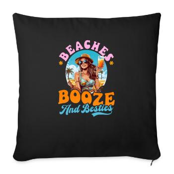 Summer Vacation Beaches Booze And Besties - Sofa pillowcase 17,3'' x 17,3'' (45 x 45 cm) - black - Front