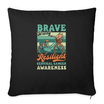 Sensibilisation au cancer du col de l’utérus Courageux Forts Résilients - Housse de coussin décorative 45 x 45 cm - noir - Devant