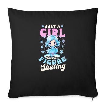 Le patinage artistique aime le patinage de figuration - Housse de coussin décorative 45 x 45 cm - noir - Devant
