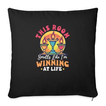 Candle Making Room Smells Like Winning at Life - Sofa pillowcase 17,3'' x 17,3'' (45 x 45 cm) - black - Front