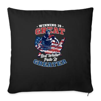 Gagner au water-polo, c’est grand, au water-polo plus grand - Housse de coussin décorative 45 x 45 cm - noir - Devant
