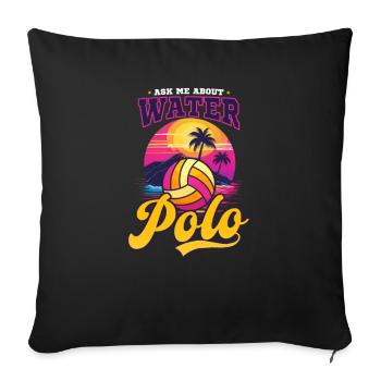 Water-polo Posez-moi des questions sur le water-polo - Housse de coussin décorative 45 x 45 cm - noir - Devant