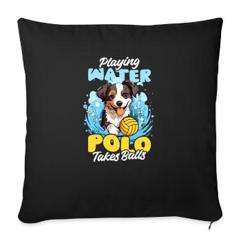 Water Polo Jouer au polo prend des balles - Housse de coussin décorative 45 x 45 cm - noir - Devant
