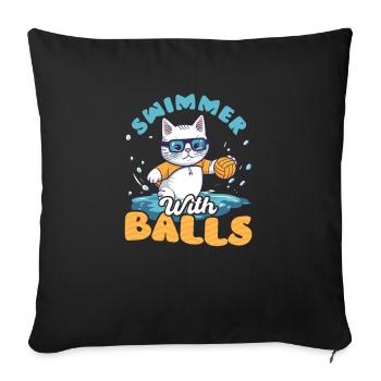 Nageur de water-polo avec des ballons - Housse de coussin décorative 45 x 45 cm - noir - Devant