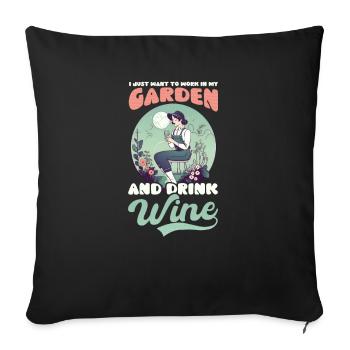 Paysagiste Jardinage Travail Dans Le Jardin Boire Du Vin - Housse de coussin décorative 45 x 45 cm - noir - Devant