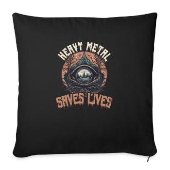 Rock Music Heavy Metal Saves Lifes - Sofa pillowcase 17,3'' x 17,3'' (45 x 45 cm) - black - Front