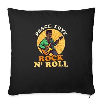 Rock Music Peace Love RockAnd Roll - Sofa pillowcase 17,3'' x 17,3'' (45 x 45 cm) - black - Front