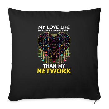 Network Engineering Love Less Connectivity Network - Sofa pillowcase 17,3'' x 17,3'' (45 x 45 cm) - black - Front