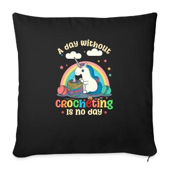 Journée du crochet sans crochet Pas de journée - Housse de coussin décorative 45 x 45 cm - noir - Devant