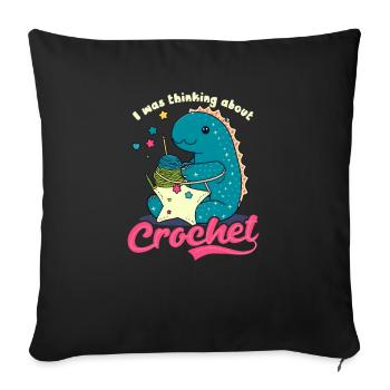 Penser au crochet - Housse de coussin décorative 45 x 45 cm - noir - Devant