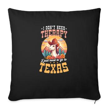 Amoureux du Texas, pas de thérapie, allez simplement au Texas - Housse de coussin décorative 45 x 45 cm - noir - Devant