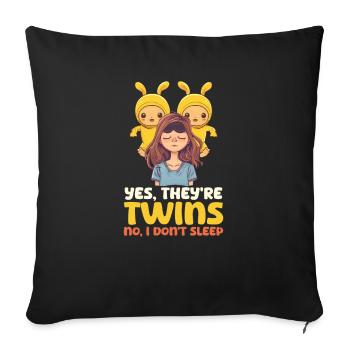 Maman jumelle Oui, ce sont des jumelles. Non, je ne dors pas. - Housse de coussin décorative 45 x 45 cm - noir - Devant