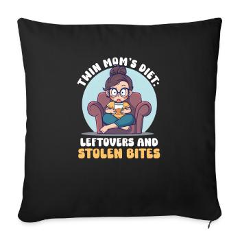 Twin Mom Twin Mom's Diet: Leftovers and Stolen Bit - Sofa pillowcase 17,3'' x 17,3'' (45 x 45 cm) - black - Front