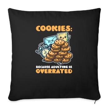 Cookies pour les amateurs de cookies : parce que devenir adulte est surestimé - Housse de coussin décorative 45 x 45 cm - noir - Devant