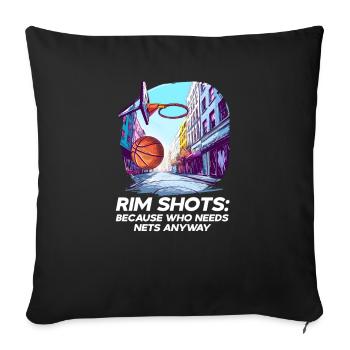 Street Basketball Rim Shots : Parce que qui a besoin de filet - Housse de coussin décorative 45 x 45 cm - noir - Devant