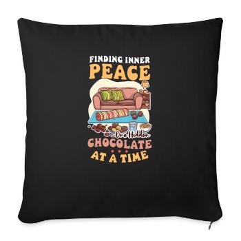 Maman de yoga à la recherche de la paix intérieure, un chocolat à la fois - Housse de coussin décorative 45 x 45 cm - noir - Devant