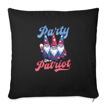 4 juillet : Fête des gnomes américains comme un patriote - Housse de coussin décorative 45 x 45 cm - noir - Devant