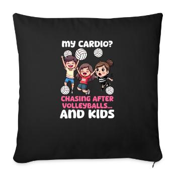 Volleyball Mom Cardio Chasing Volleyballs And Kids - Sofa pillowcase 17,3'' x 17,3'' (45 x 45 cm) - black - Front