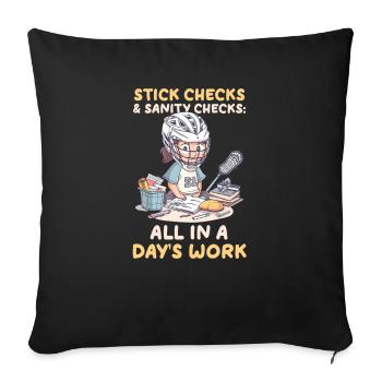 Lacrosse Mom Stick Checks & Sanity Checks - Sofakissenbezug 45 x 45 cm - Schwarz - Vorne
