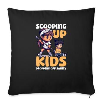 Lacrosse-Mutter holt Kinder auf und lässt den Verstand fallen - Sofakissenbezug 45 x 45 cm - Schwarz - Vorne