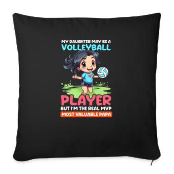 Volleyball Dad Most Valuable Papa - Sofa pillowcase 17,3'' x 17,3'' (45 x 45 cm) - black - Front