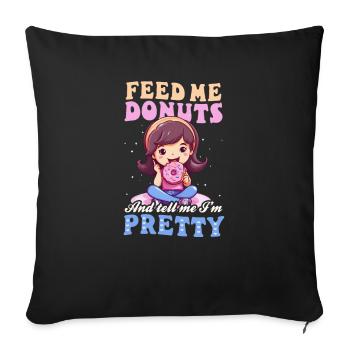 Donut Feed Me Donuts - Sofa pillowcase 17,3'' x 17,3'' (45 x 45 cm) - black - Front