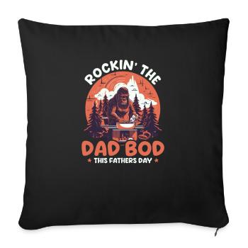 Vatertag BBQ Rockin Papa Bod - Sofakissenbezug 45 x 45 cm - Schwarz - Vorne