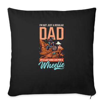 Motorbike Dad Dad Who Can Pop A Wheelie - Sofa pillowcase 17,3'' x 17,3'' (45 x 45 cm) - black - Front
