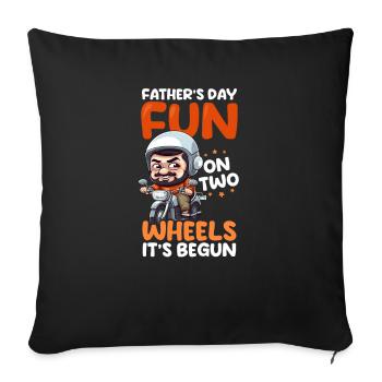 Motorbike Dad Fun On Two Wheels It Begun - Sofa pillowcase 17,3'' x 17,3'' (45 x 45 cm) - black - Front