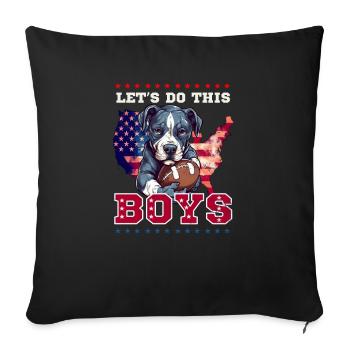 4 juillet Football faire ce chien de garçons - Housse de coussin décorative 45 x 45 cm - noir - Devant