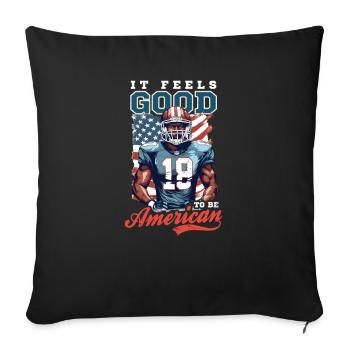 4 juillet Football Feels Good Be American - Housse de coussin décorative 45 x 45 cm - noir - Devant