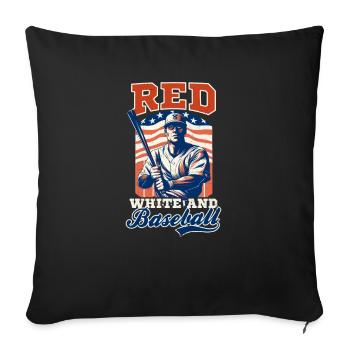 4. Juli Baseball Rot Weiß Baseball - Sofakissenbezug 45 x 45 cm - Schwarz - Vorne