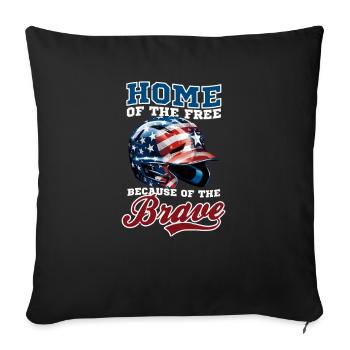 4 Juillet Baseball Maison De Libre Parce Que Courageux - Housse de coussin décorative 45 x 45 cm - noir - Devant