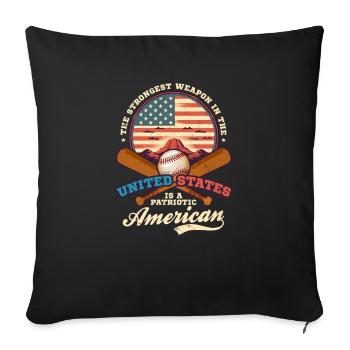 4. Juli Baseball Stärkste Waffe Patriotisch - Sofakissenbezug 45 x 45 cm - Schwarz - Vorne