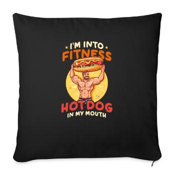 Hot Dog Fitness Hotdog In My Mouth - Sofa pillowcase 17,3'' x 17,3'' (45 x 45 cm) - black - Front
