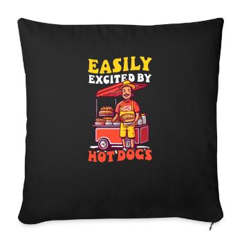 Hot Dog excité par un vendeur de hot-dogs - Housse de coussin décorative 45 x 45 cm - noir - Devant