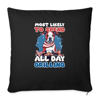 4th Of July BBQ Spend All Day Grilling - Sofa pillowcase 17,3'' x 17,3'' (45 x 45 cm) - black - Front
