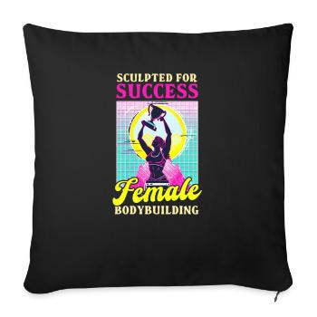 Bodybuilder féminin sculpté pour le succès - Housse de coussin décorative 45 x 45 cm - noir - Devant