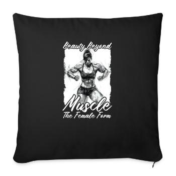 Weibliche Bodybuilderin Schönheit jenseits der Muskeln - Sofakissenbezug 45 x 45 cm - Schwarz - Vorne