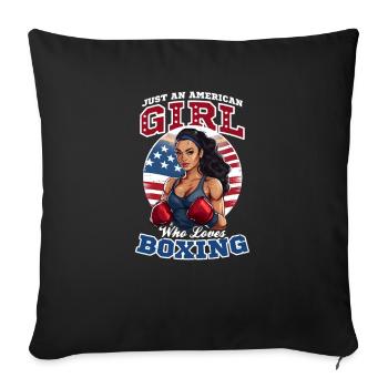 Boxing American Girl Loves Boxing - Sofa pillowcase 17,3'' x 17,3'' (45 x 45 cm) - black - Front