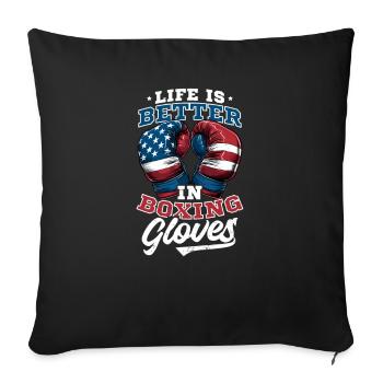 Boxing Better With Boxing Gloves America - Sofa pillowcase 17,3'' x 17,3'' (45 x 45 cm) - black - Front