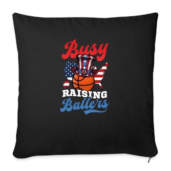 4. Juli Basketball beschäftigt sich mit dem Aufziehen von - Sofakissenbezug 45 x 45 cm - Schwarz - Vorne