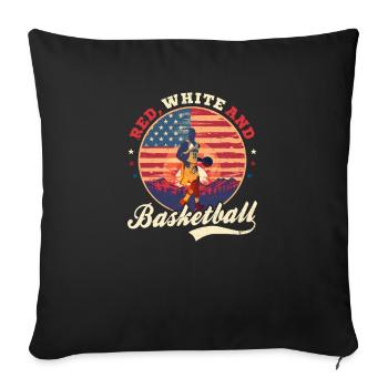 4. Juli Basketball Rot Weiß Basketball - Sofakissenbezug 45 x 45 cm - Schwarz - Vorne