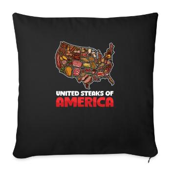 Patriotischer Koch United Steaks of America - Sofakissenbezug 45 x 45 cm - Schwarz - Vorne