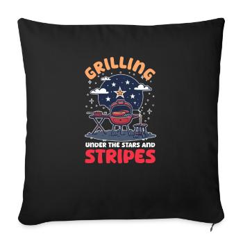 Patriotischer Koch grillt unter den Sternen und Streifen - Sofakissenbezug 45 x 45 cm - Schwarz - Vorne