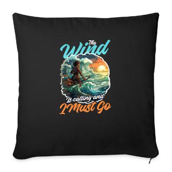 Windsurfen Windruf I Go - Sofakissenbezug 45 x 45 cm - Schwarz - Vorne